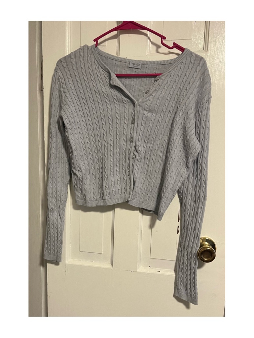 Brandy Melville John Galt Dusty Light Blue Cable Knit Cardigan